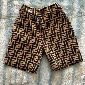 Fendi Geometric Black and Brown Men Shorts